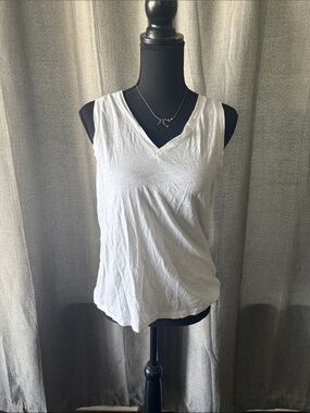 Madewell White V-Neck Sleeveless Tank Top